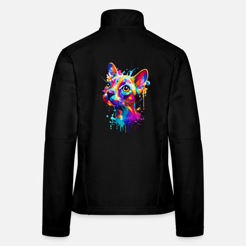 Chat Coloré - Chat Coloré - Chat Sphynx Veste en tissu softshell Femme