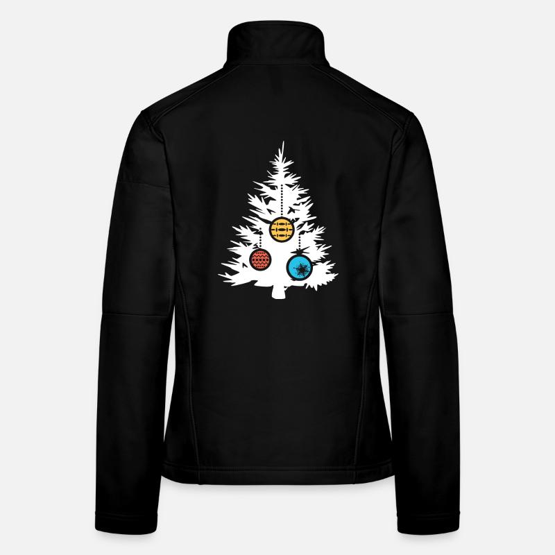 Arbre de Noël Symbole Boules Couleurs Icône Forêt De Sapin Veste en tissu softshell Femme