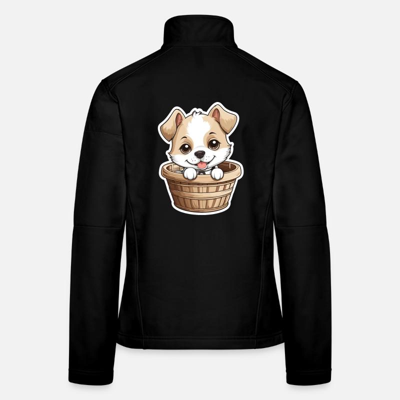 Chien mignon dans un panier pour chien Veste en tissu softshell Femme