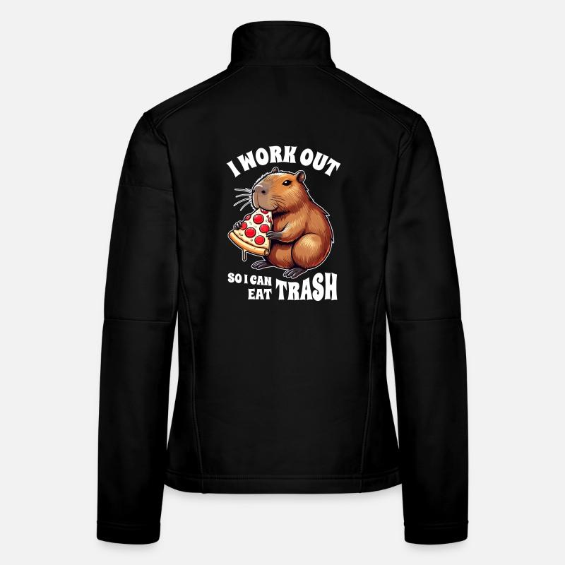 I train so I can eat garbage, capybara Women's Softshell Jacket