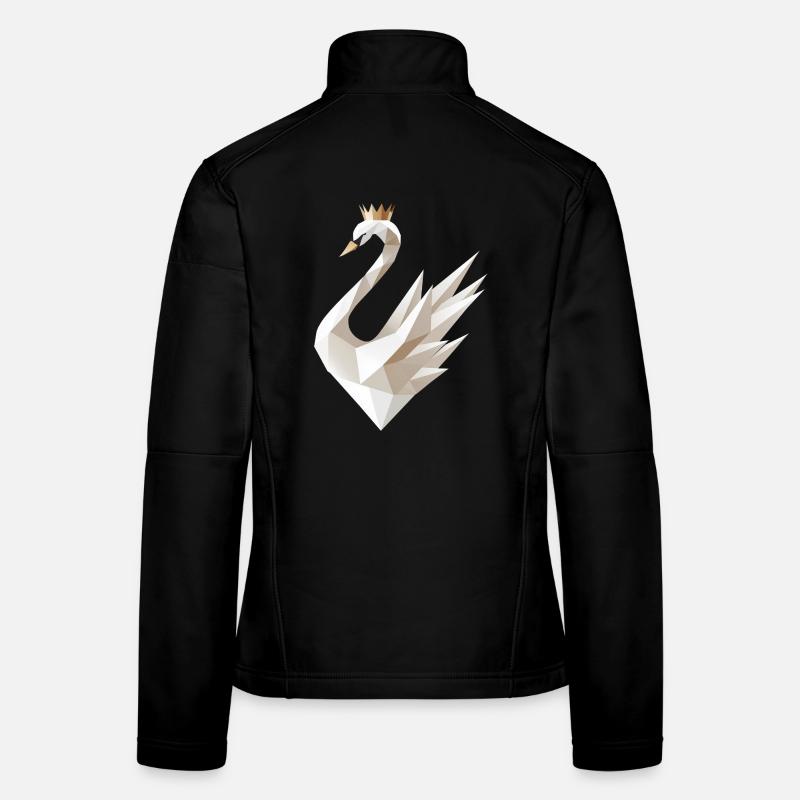 Geometrischer Schwan mit Kronenmotiv Frauen Softshelljacke