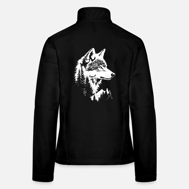 Visage de loup Nature Silhouette Veste en tissu softshell Femme