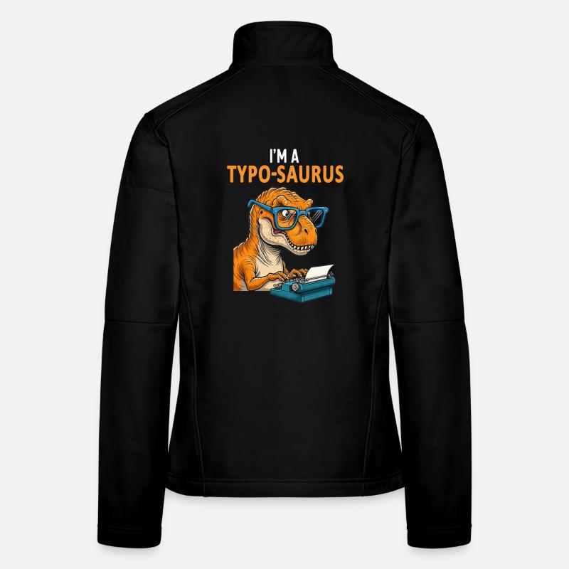 Typo-Saurus avec lunettes et machine à écrire Veste en tissu softshell Femme