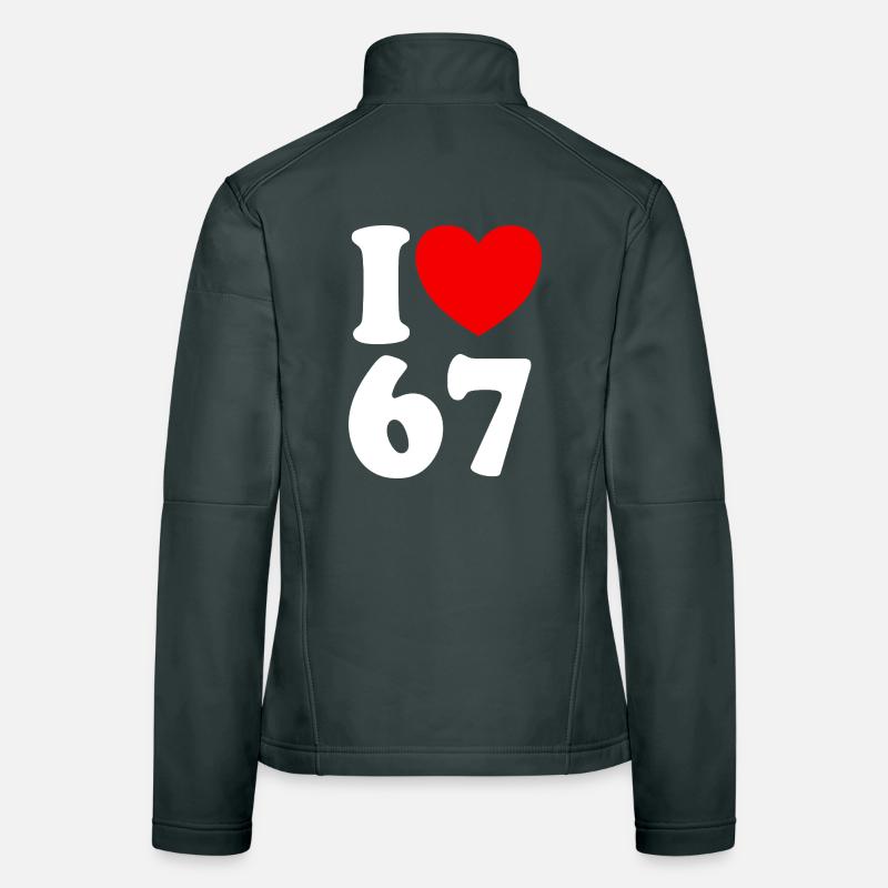Fun 67 Numéro 6-7 I Cœur 6 7 Six Sept Veste en tissu softshell Femme