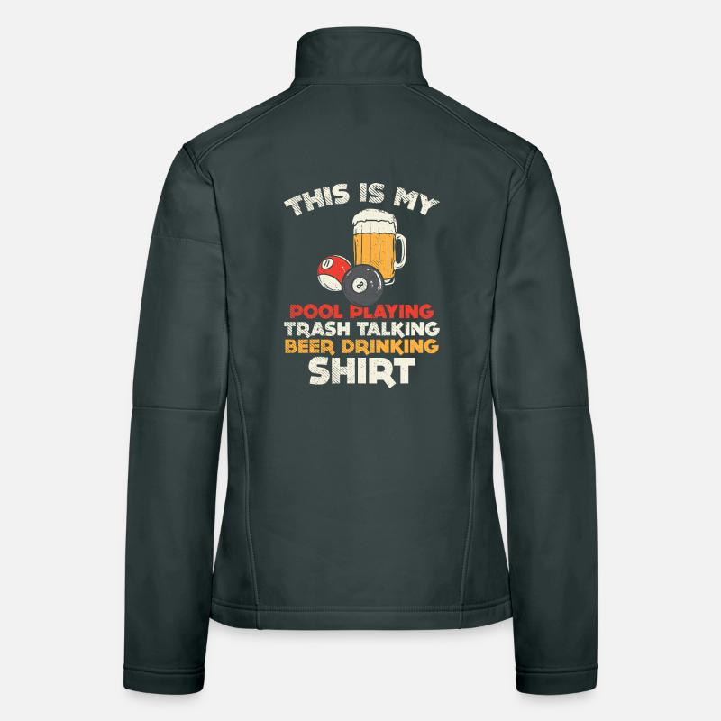 Retro Pool Playing Trash Talking Beer Drinking Art Women's Softshell Jacket