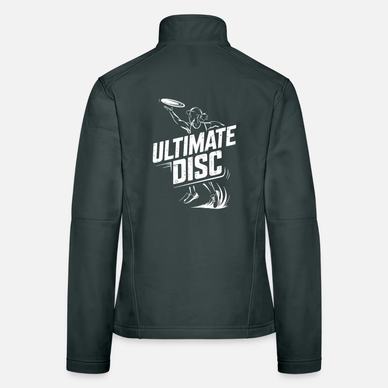Ultimate Disc Frisbee Player Throwing Action For Women's Softshell Jacket