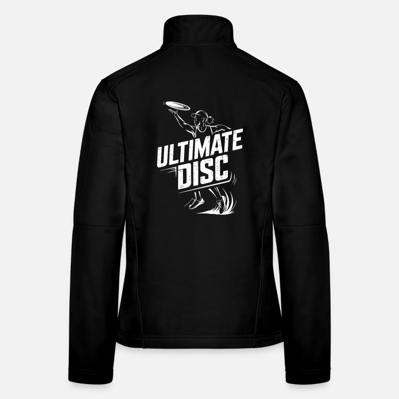 Ultimate Disc Frisbee Player Throwing Action For Women's Softshell Jacket