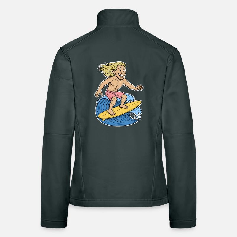 Blonde Surfer on Wave Women's Softshell Jacket