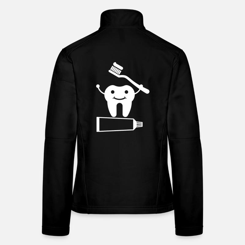 Dent avec brosse à dents et dentifrice Veste en tissu softshell Femme