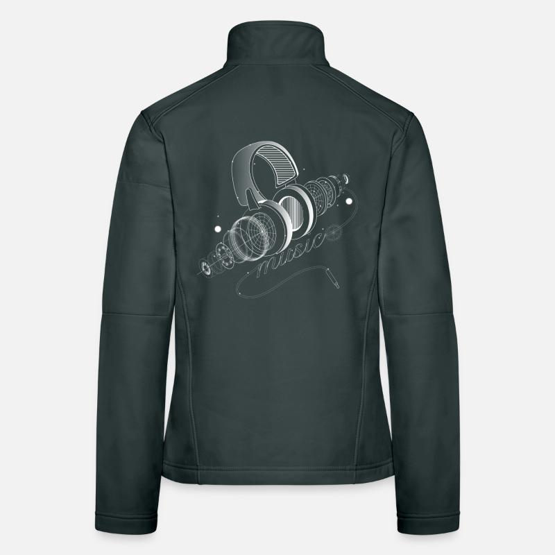transparenter Kopfhörer in Einzelteile mit Typo Frauen Softshelljacke