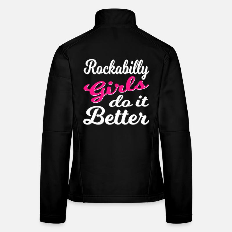 Rockabilly Vintage Mädchenpower - Frauen Softshelljacke - Schwarz