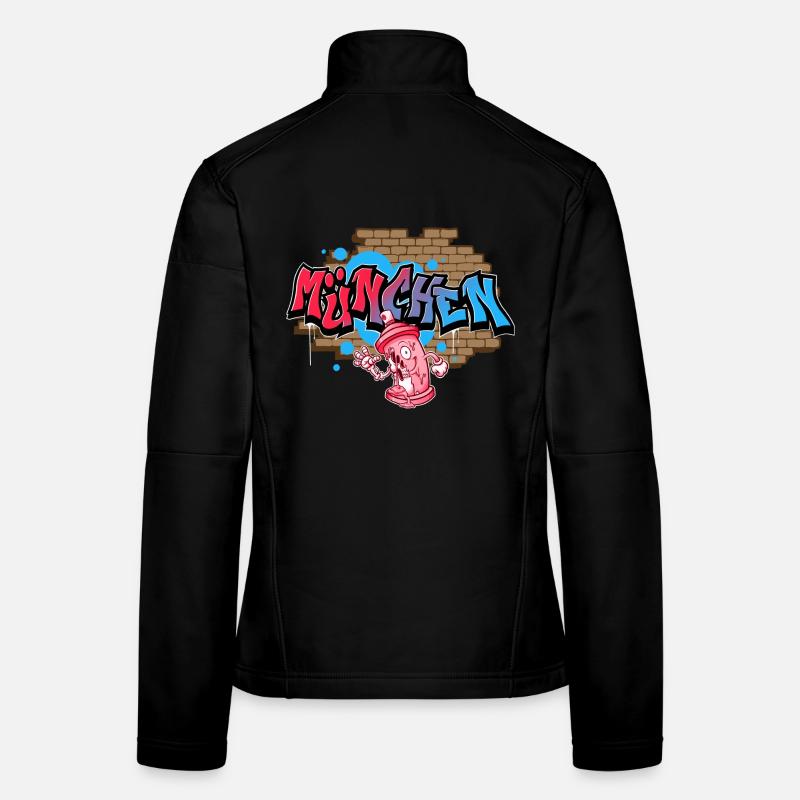 München Graffiti - Frauen Softshelljacke - Schwarz