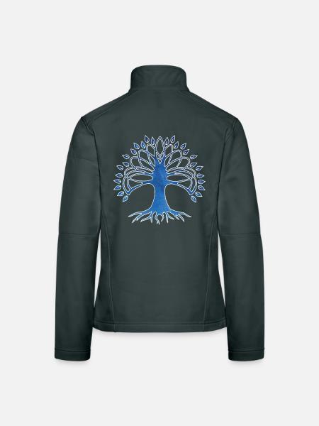 Lebensbaum und Sternenhimmel - Frauen Softshelljacke - Schwarz - Hinten