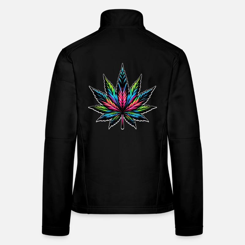 Cannabis Neon psychedelisches Design Frauen Softshelljacke