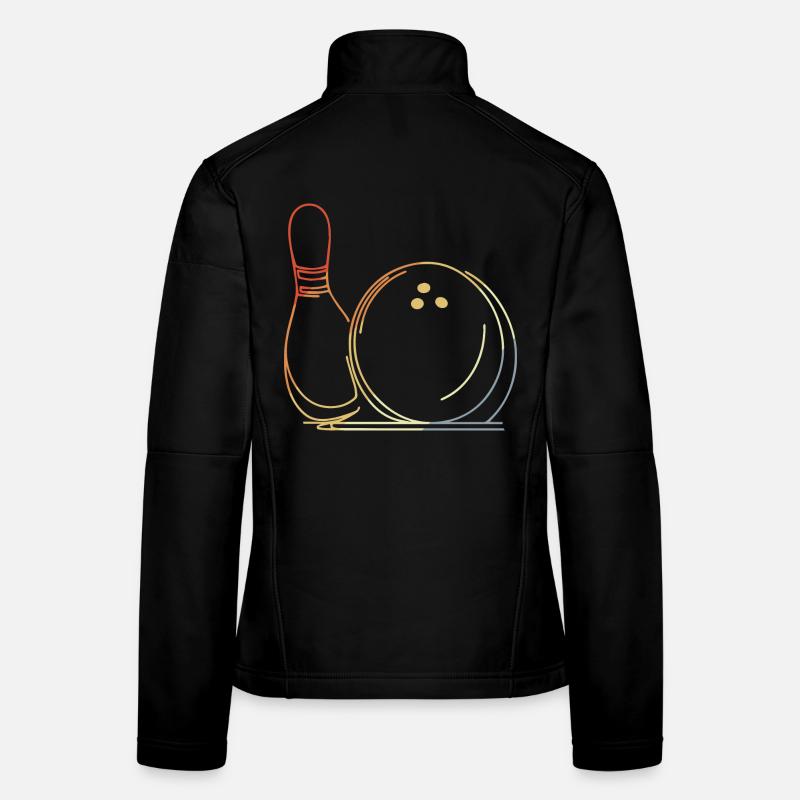 Bowlingkugel und Pin Skizze Frauen Softshelljacke