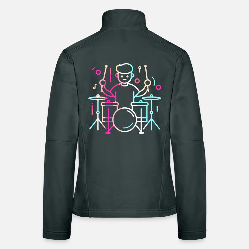 Drummer Junge Zeichnung Frauen Softshelljacke