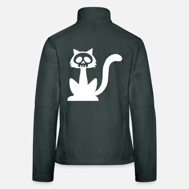 Tête de mort chat blanc Veste en tissu softshell Femme