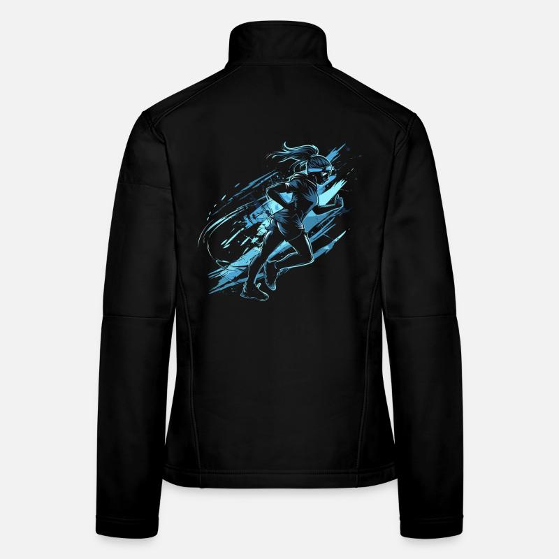 Läuferin Grafik - Frauen Softshelljacke - Schwarz