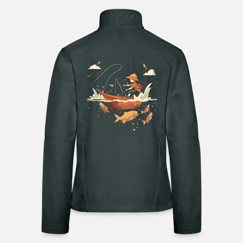 Look de dessin animé de pêche Veste en tissu softshell Femme