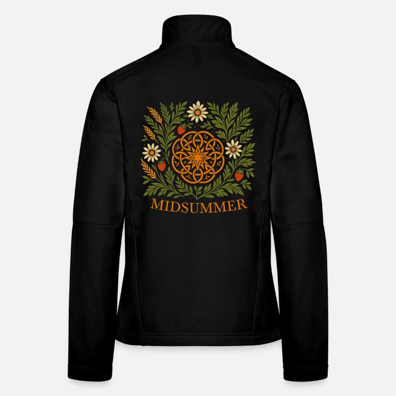 Midsummer Summer Mandala - Strawberries & Flowers Women's Softshell Jacket