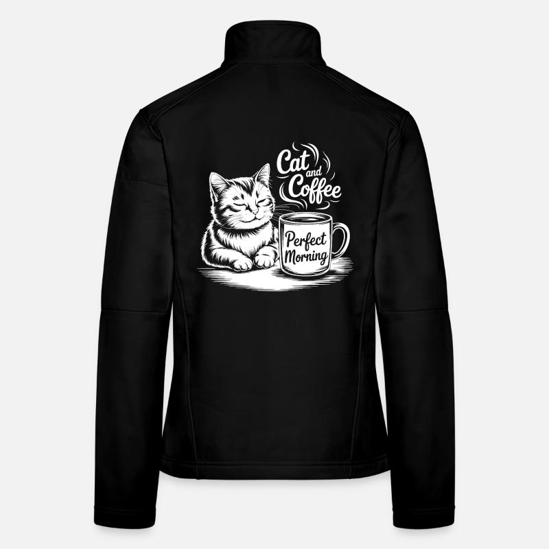 Katzenliebe mit Kaffee Motiv Frauen Softshelljacke