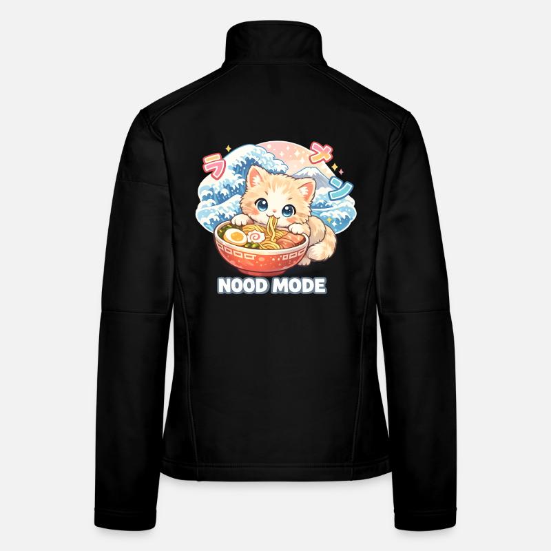 Ramen Nouilles Kawaii Chat Veste en tissu softshell Femme