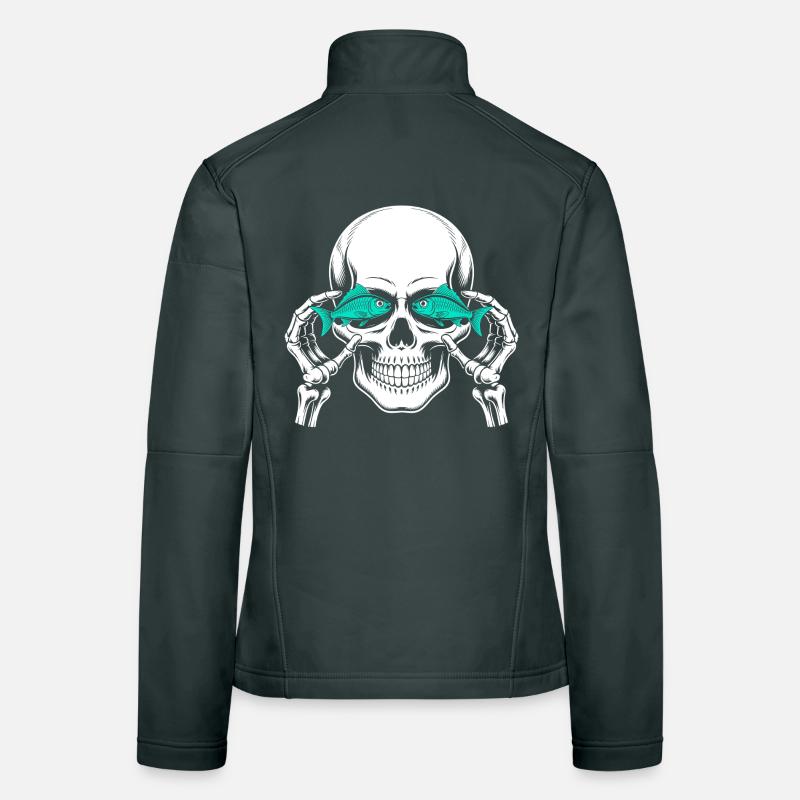 Skull and crossbones with fish Women's Softshell Jacket