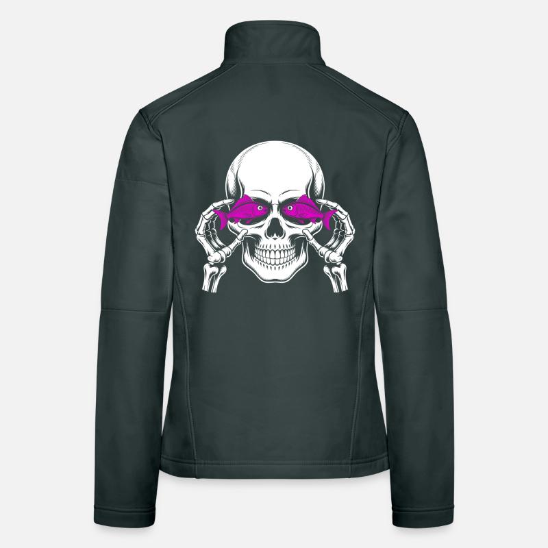 Skull and crossbones with fish Women's Softshell Jacket