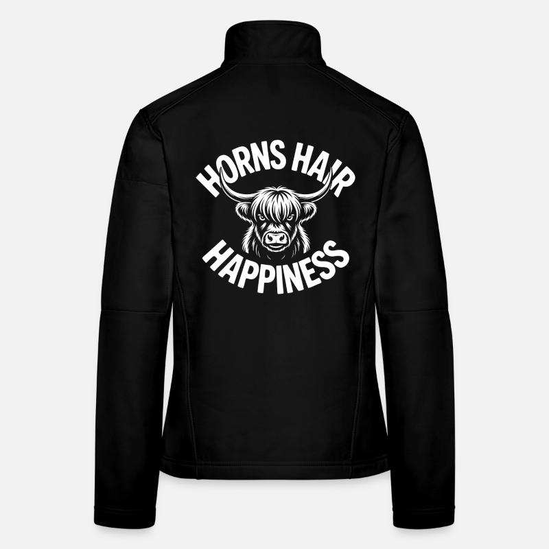 Cornes, Cheveux, Bonheur, Highlands, Veste en tissu softshell Femme