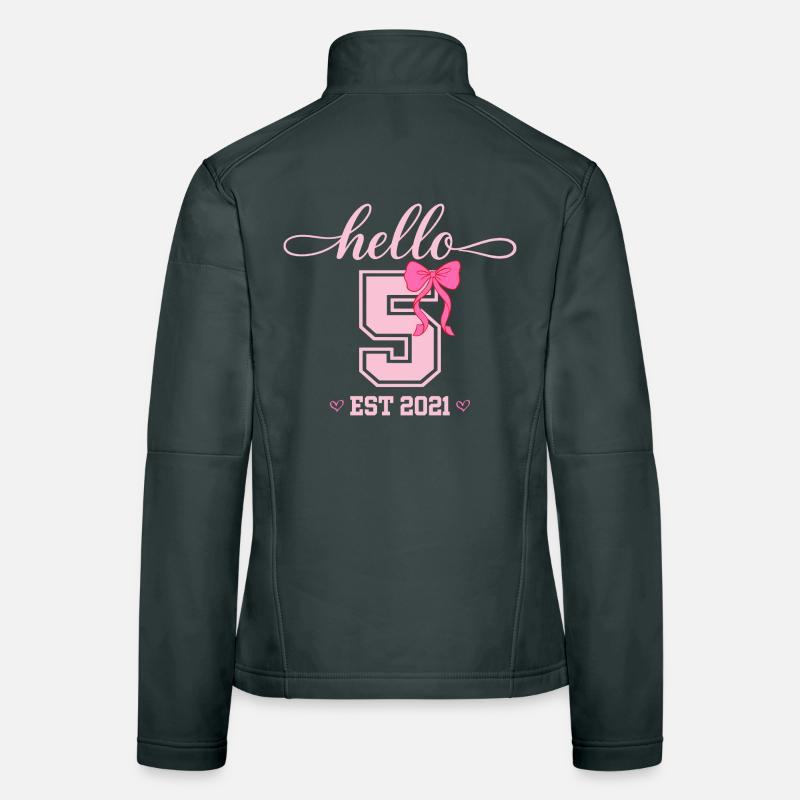Hello 5 Est 2021 Girls Birthday Design Women's Softshell Jacket