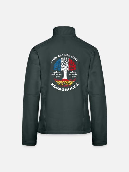 Mes racines sont espagnoles Arbre France Espagne - Veste en tissu softshell Femme - noir - Dos