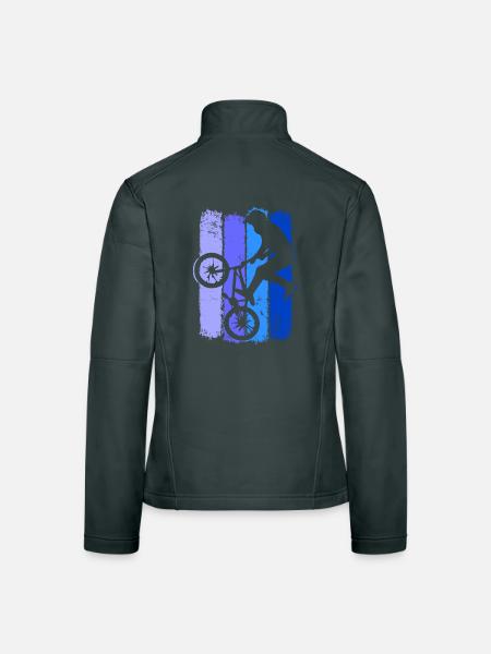 Bmx Retro | Bmx Fahrrad Fahrer Blau | Bmx Bike - Frauen Softshelljacke - Schwarz - Hinten