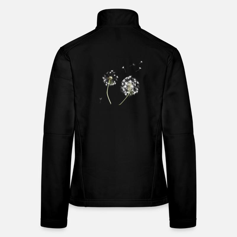 Weiße Löwenzahn-Silhouette - Frauen Softshelljacke - Schwarz