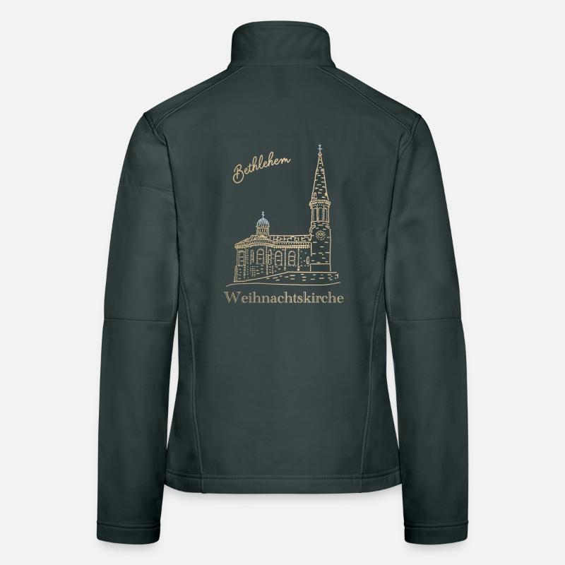 Weihnachtskirche Bethlehem Handzeichnung Frauen Softshelljacke
