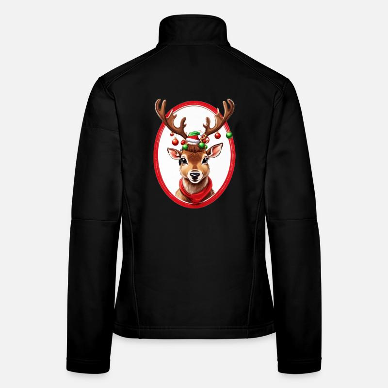 Rentier mit Weihnachtskugeln - Frauen Softshelljacke - Schwarz