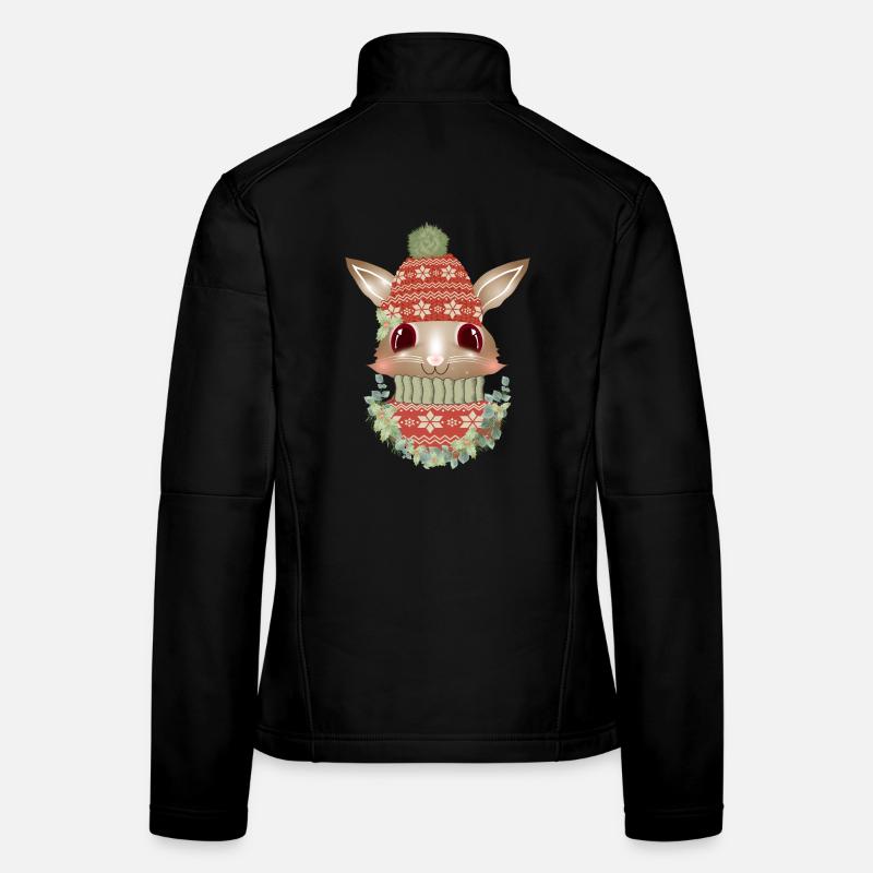 lapin brun avec pull, bonnet et couronne Veste en tissu softshell Femme