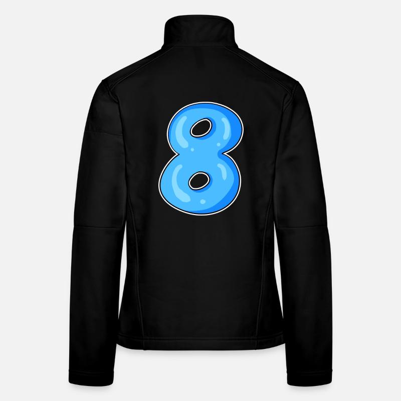 Number 8 Number Eight Motif Blue Women's Softshell Jacket