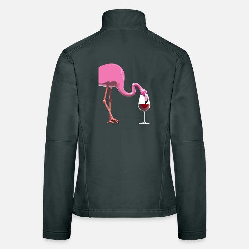 Flamingo mit Weinglas Frauen Softshelljacke