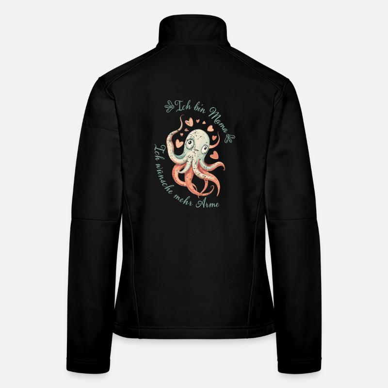 Oktopus Mama braucht mehr Arme: Eltern-Humor - Frauen Softshelljacke - Schwarz