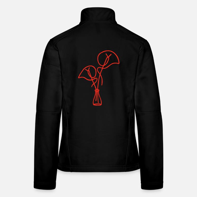 Red Floral Sketch Women's Softshell Jacket