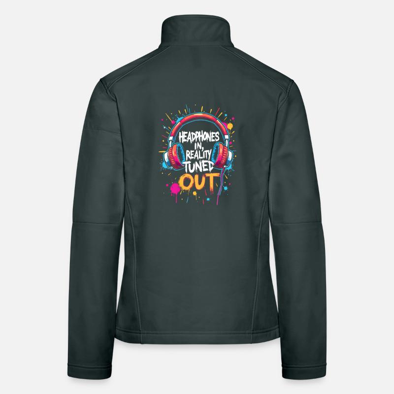 CASQUE, RÉALITÉ DÉCONNECTÉE, MUSIQUE Veste en tissu softshell Femme