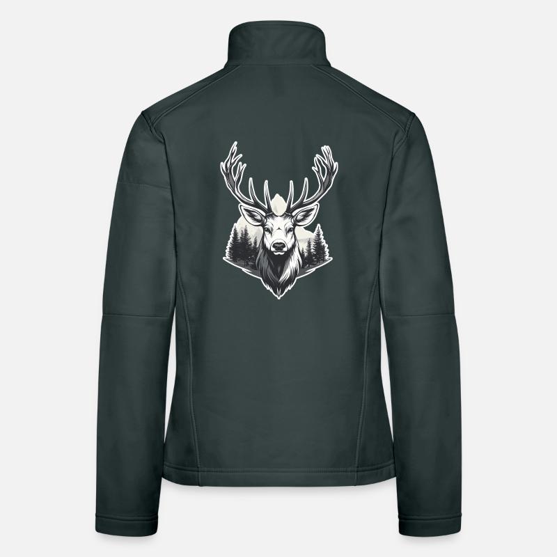 Deer Head Forest Landscape Women's Softshell Jacket