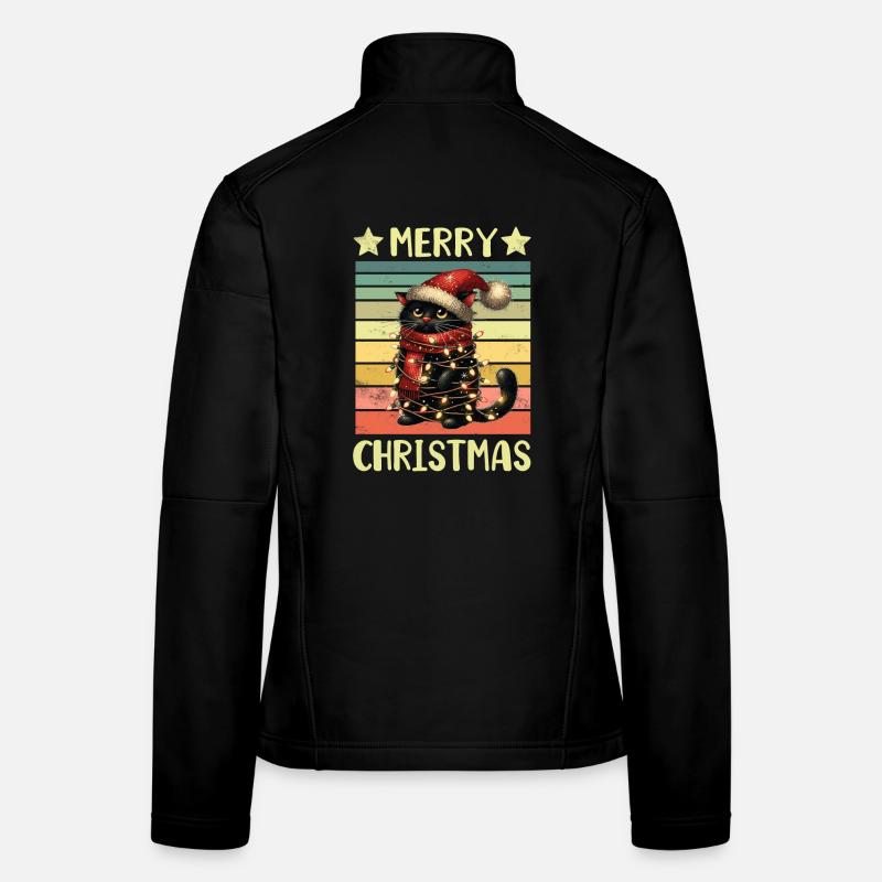 Schwarze Katze Weihnachten - Frauen Softshelljacke - Schwarz