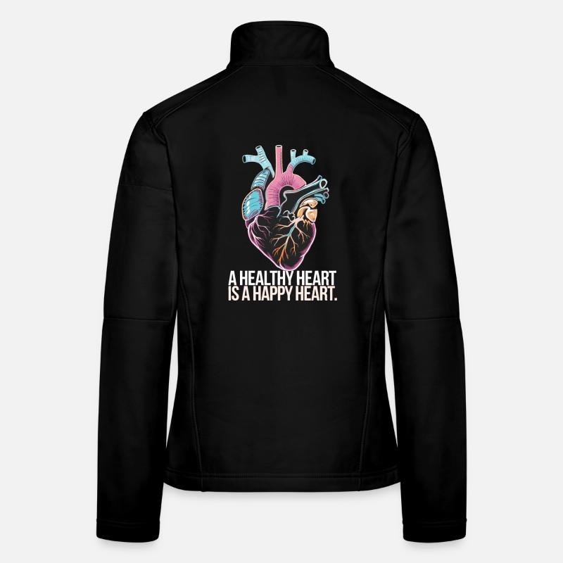 Heart with colorful anatomy and love message - Women's Softshell Jacket - black