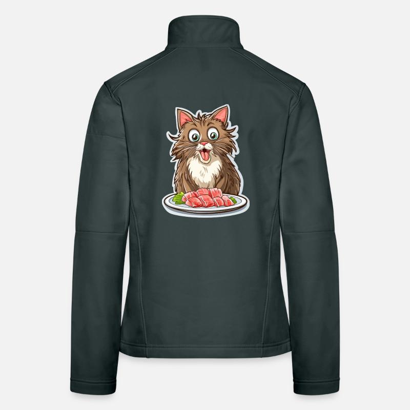 Chat Gourmand devant son Festin de Sashimis Veste en tissu softshell Femme