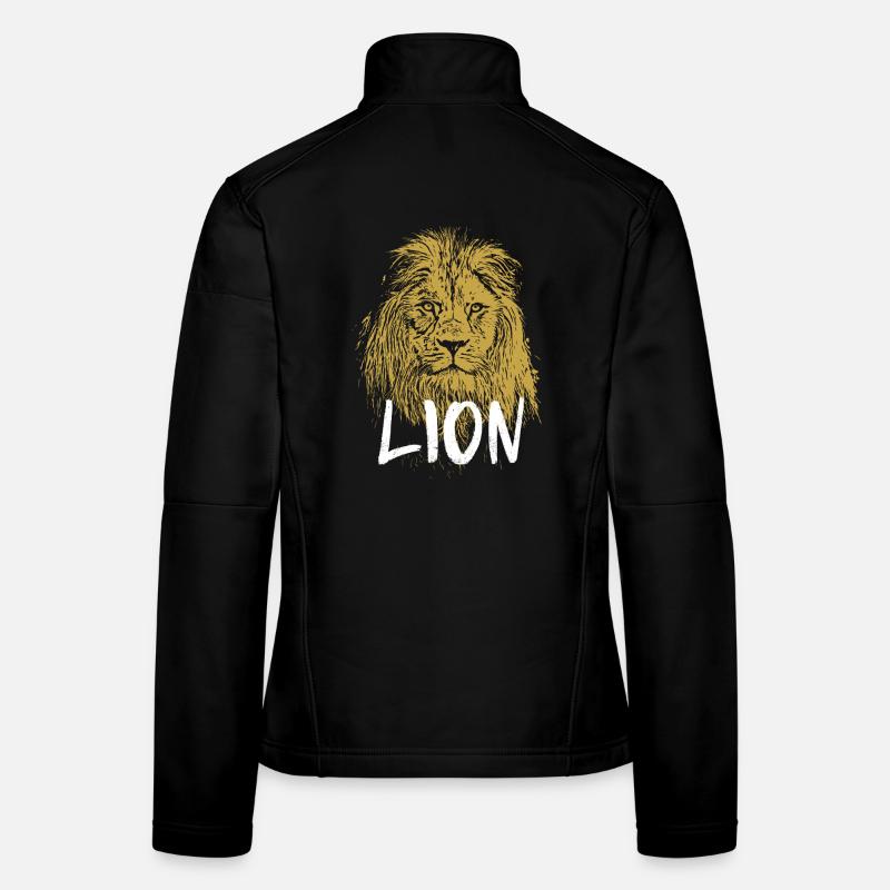 Illustration lion calligraphie moderne Veste en tissu softshell Femme