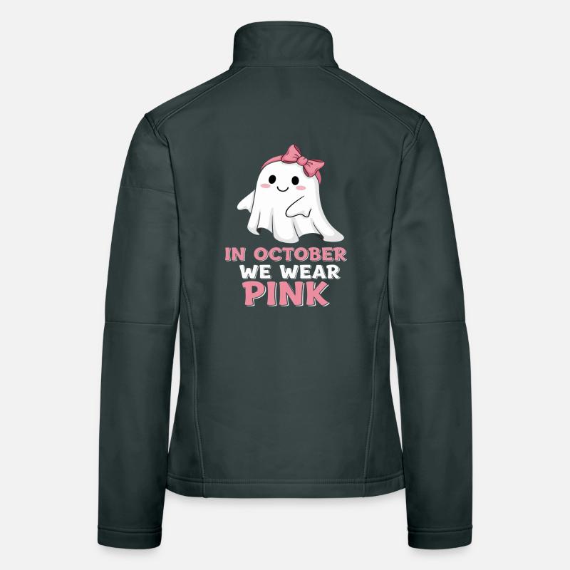 Whimsical Ghost October Pink Print Women's Softshell Jacket
