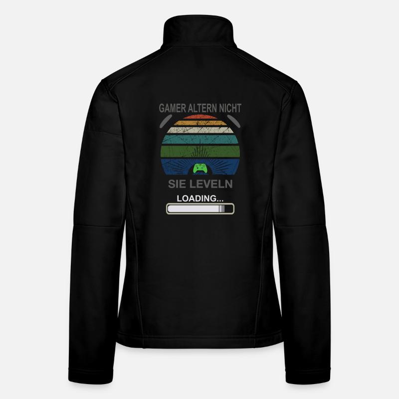 Gamer Leveling Loading Retro Sunburst Women's Softshell Jacket