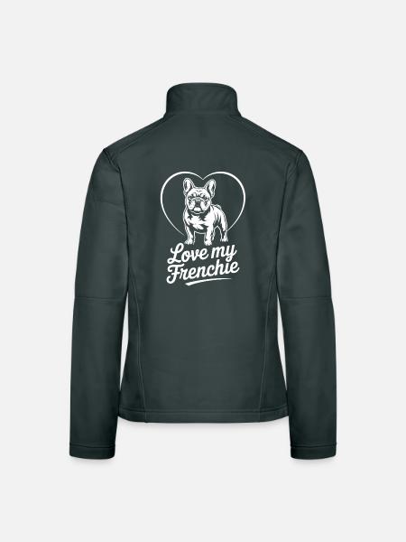 Love My Frenchie Heart Bulldog - Women's Softshell Jacket - black - Back