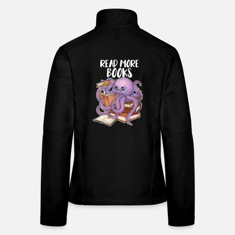 Reading Octopus in Stack of Books Book Gift Women's Softshell Jacket